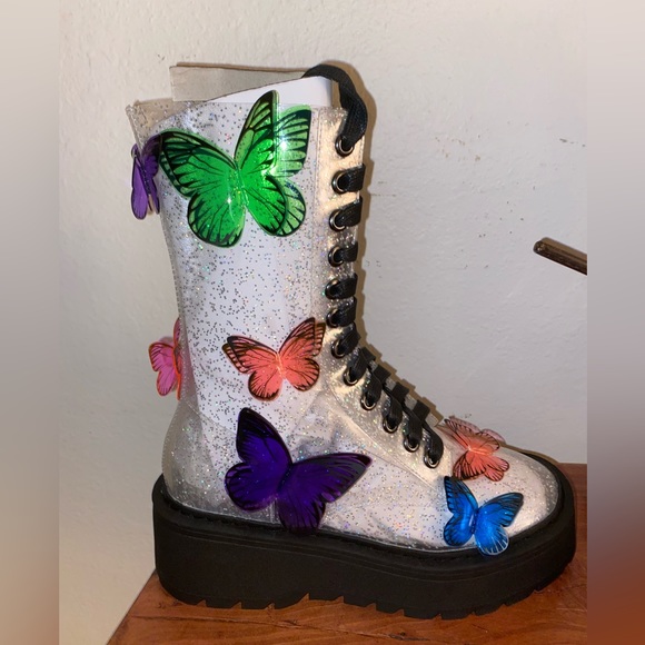 Dollskill Terrarium ButterFly Rave Boots - Picture 2 of 6